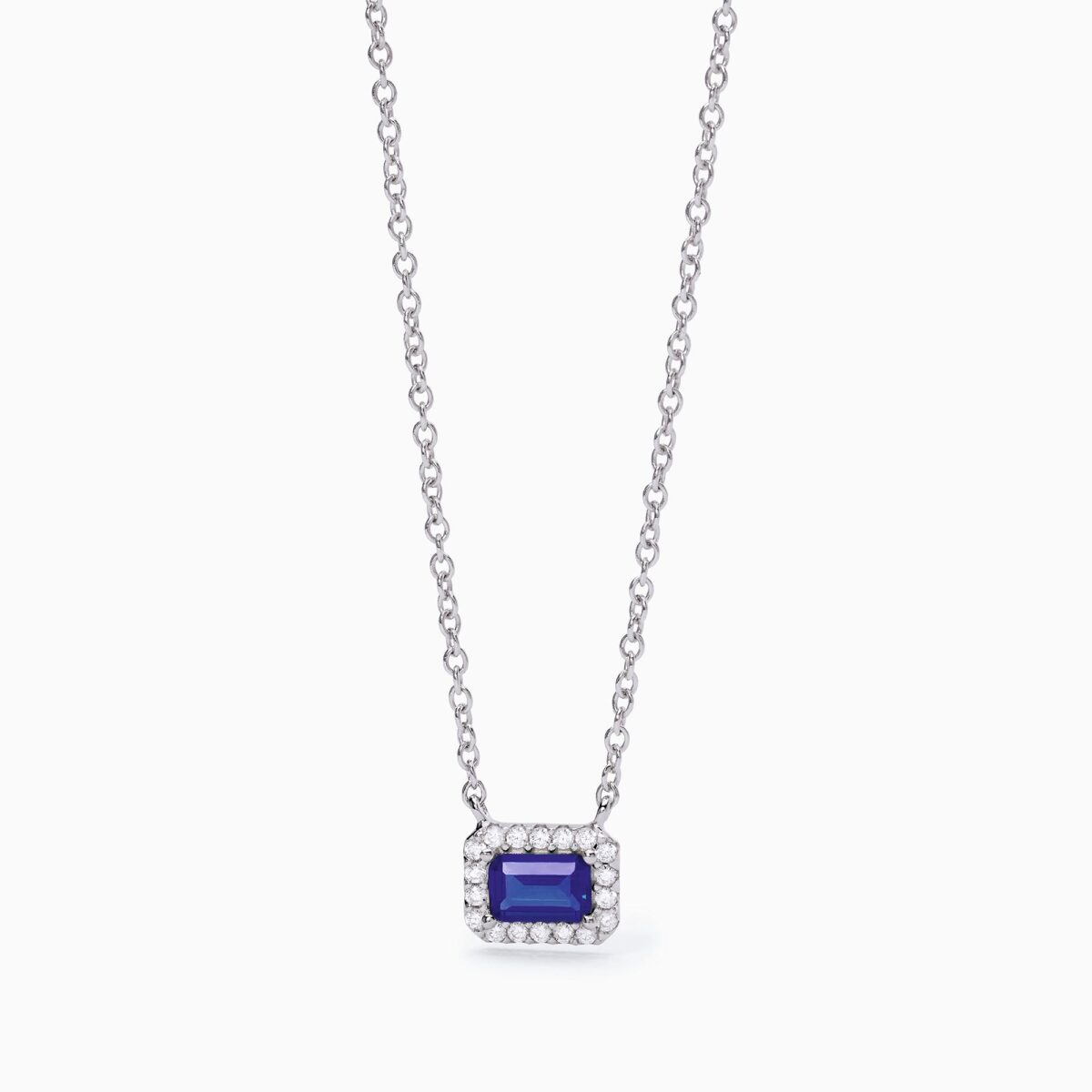 Collana in argento con zaffiro blu baguette pendente mabina 553596