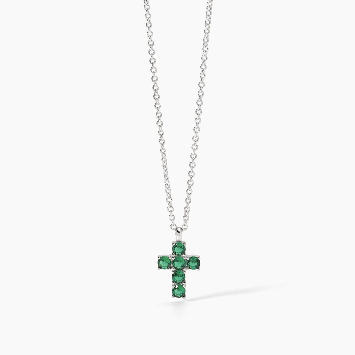Collana con croce in smeraldi sintetici mabina collezione autunno inverno 2023 553661