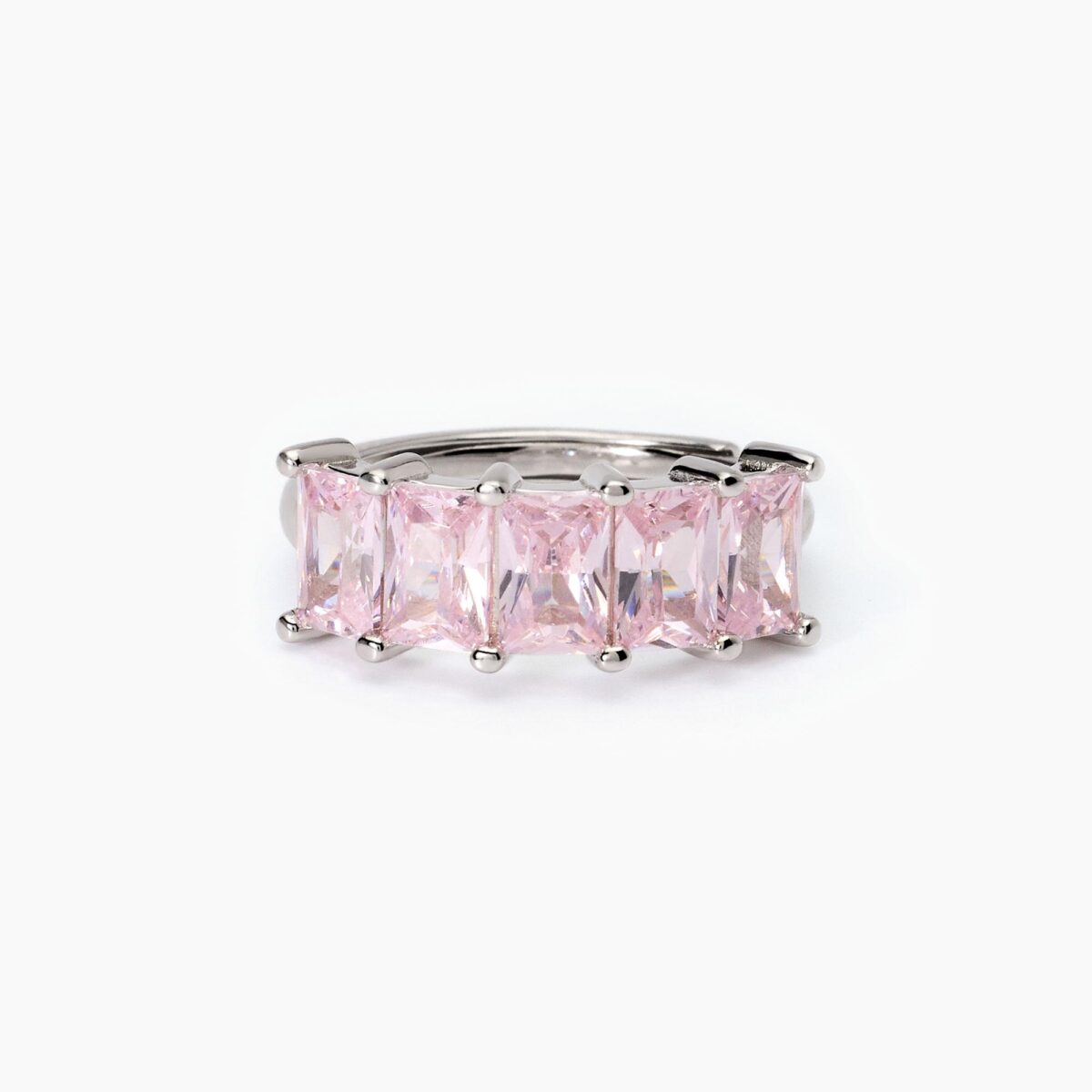 Anello veretta con zirconi rosa taglio baguette donna idea regalo 523410 1