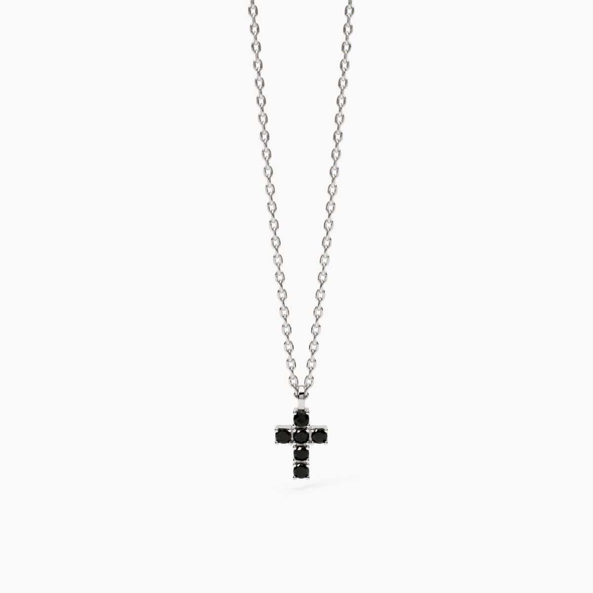 Collana con croce nera da uomo in argento idea regalo mabina 553676